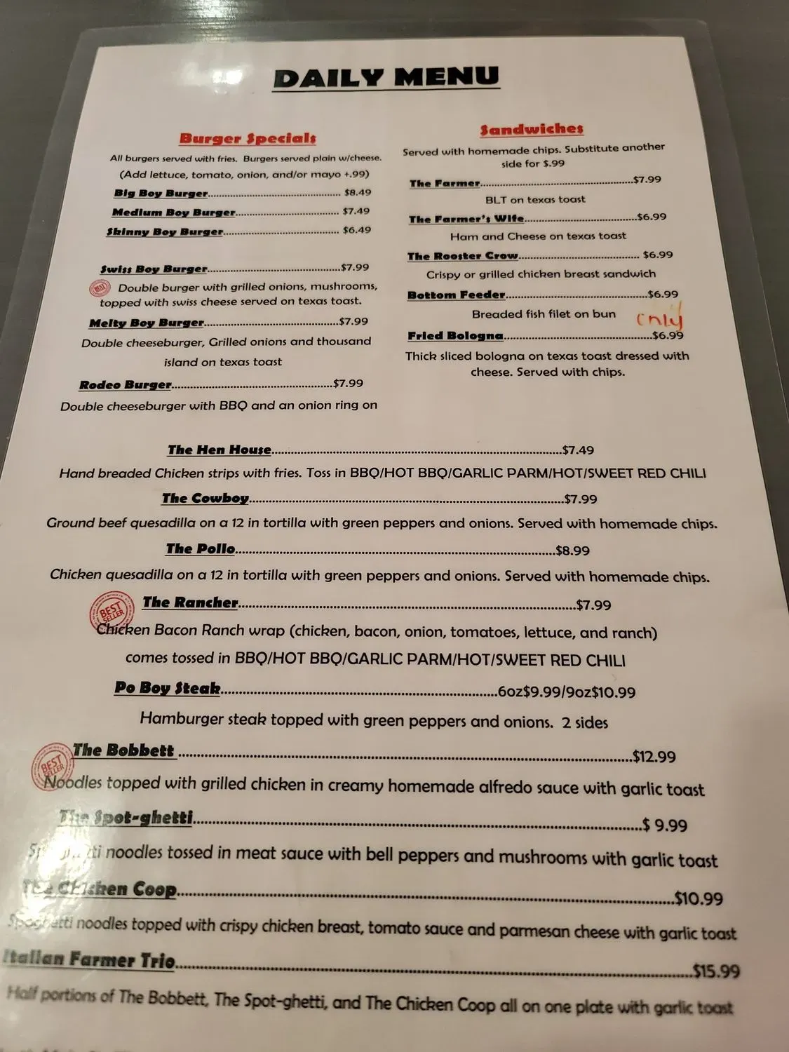 The Spot Menu - Updated November 2025