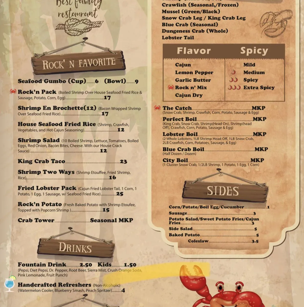 Rock n Crab Menu Beaumont TX Checkle