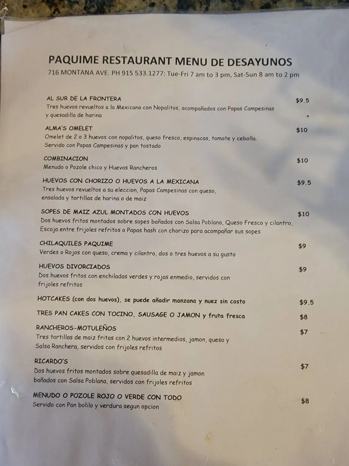 Menu 1