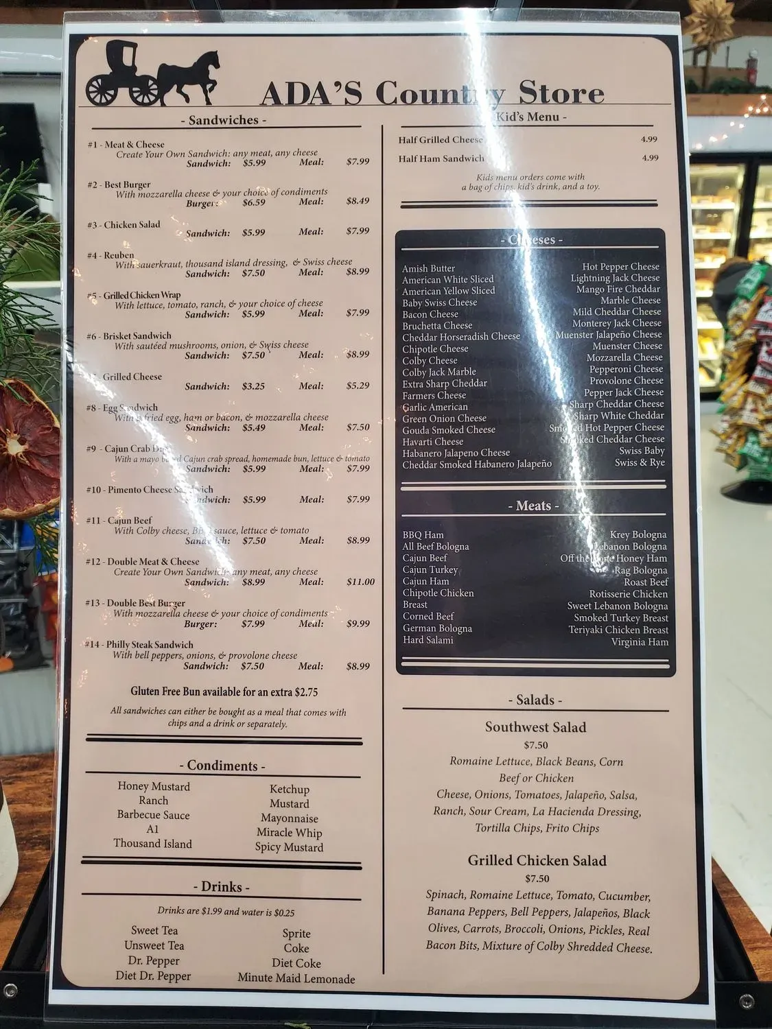 Adas Country Store and Cafe Menu - Updated November 2025