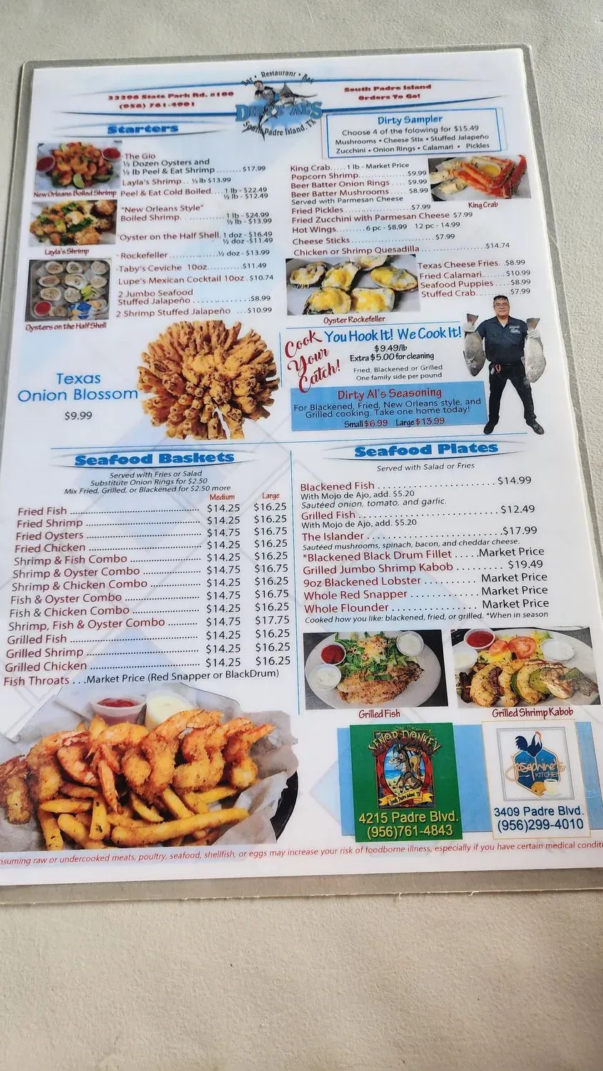 Dirty Al's Menu - Updated November 2025