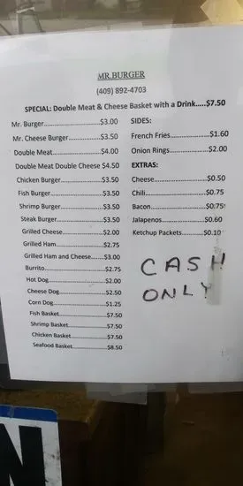 Mr. Burger Drive In Menu Beaumont TX Checkle