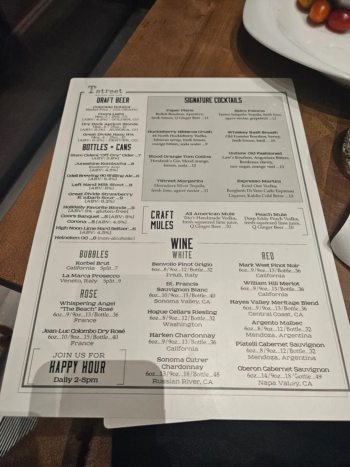 Tstreet Kitchen and Cafe Menu - Updated November 2025