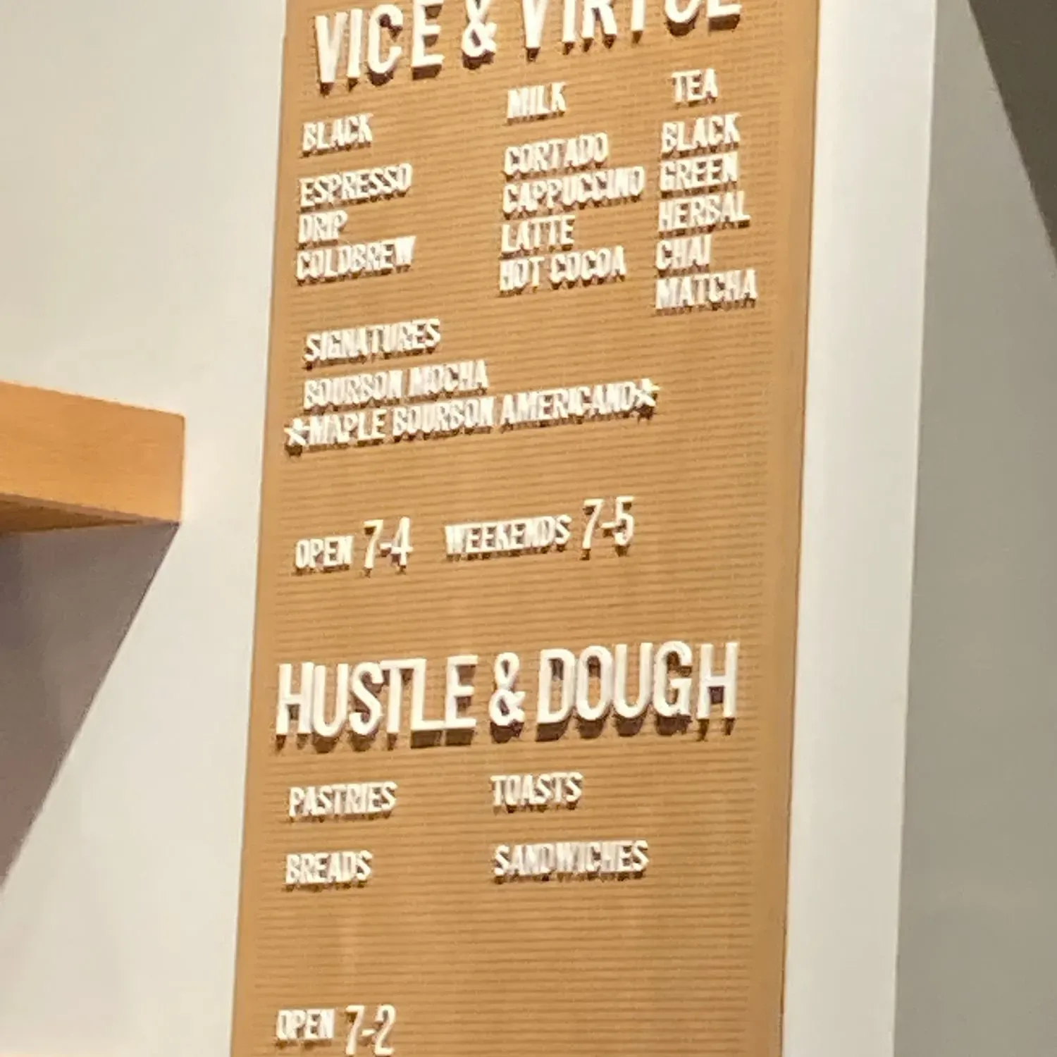 Vice & Virtue Coffee Menu - Updated November 2025