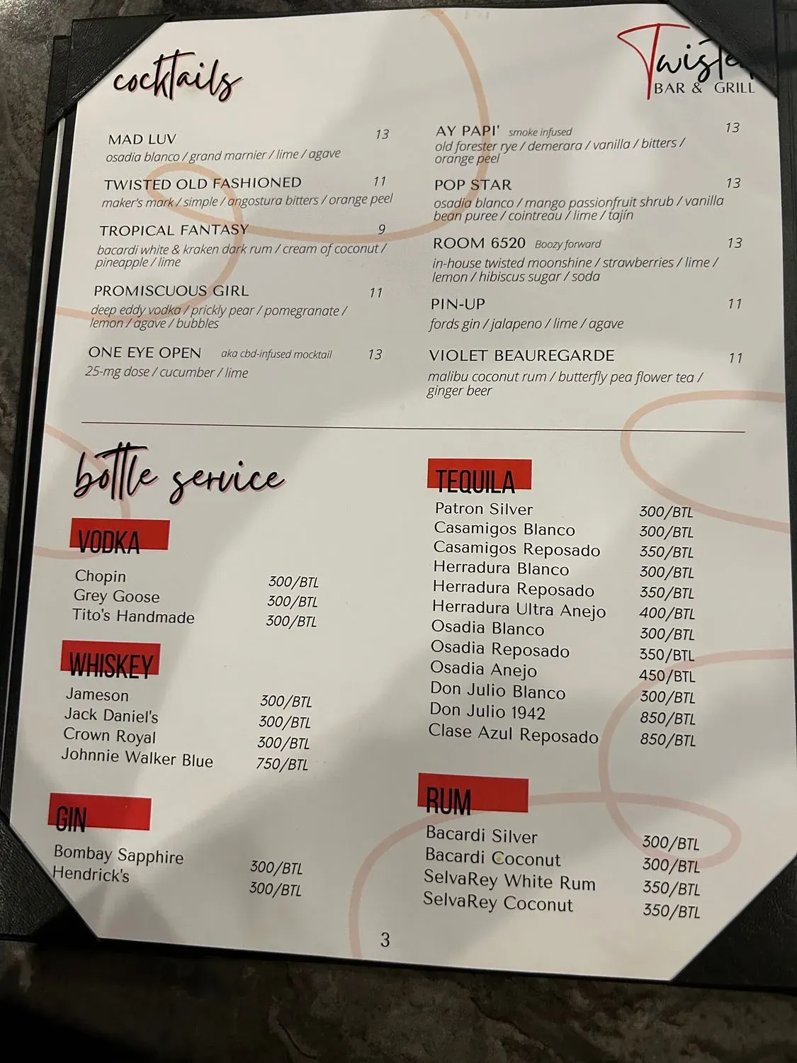 Twisted Bar & Grill Menu - Updated November 2025