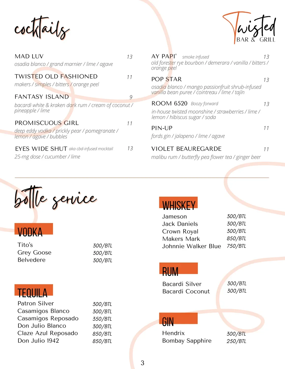 Twisted Bar & Grill Menu - Updated November 2025