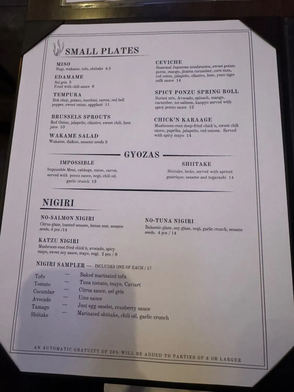Nori Menu - Updated November 2025