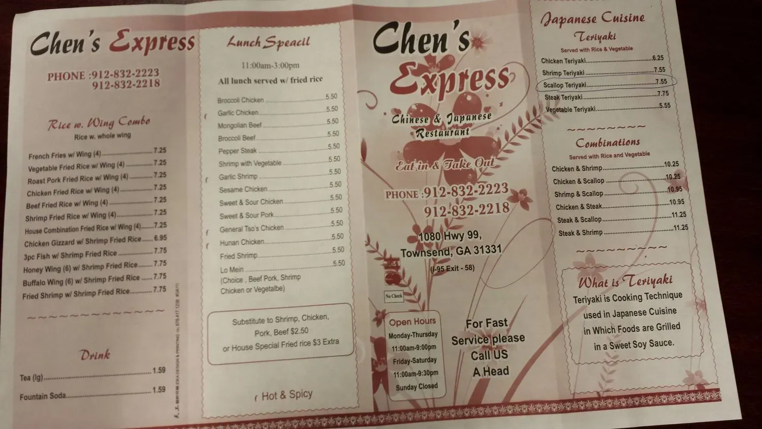 Chen's Express Menu - Updated November 2025