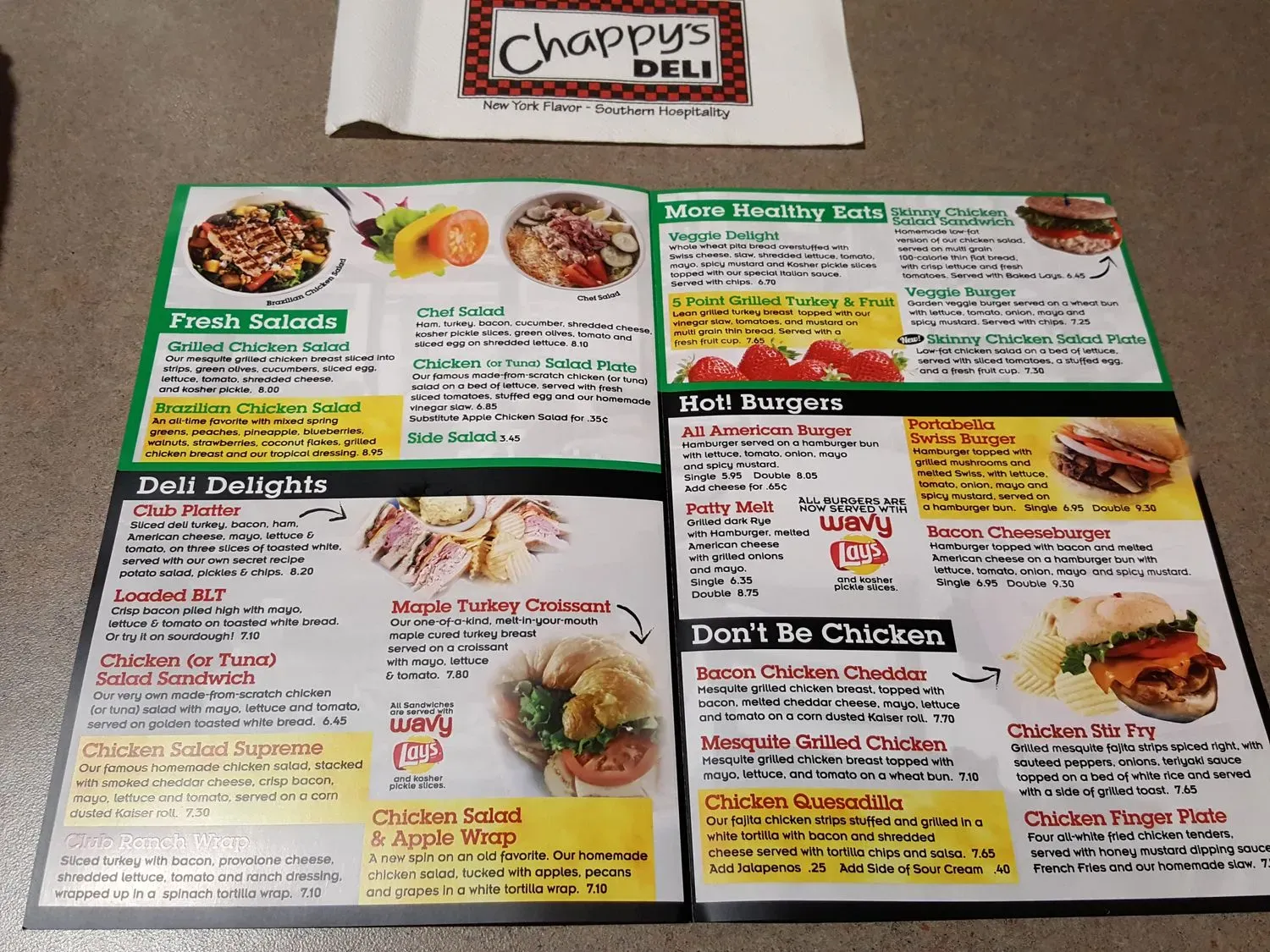 Chappy's Deli - Baptist Express Menu - Updated November 2025