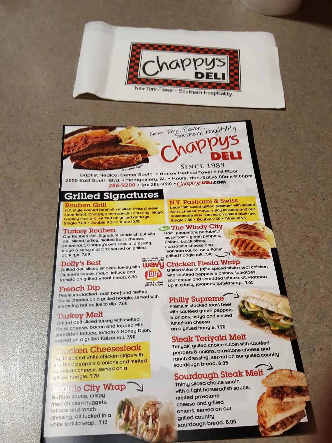 Chappy's Deli - Baptist Express Menu - Updated November 2025