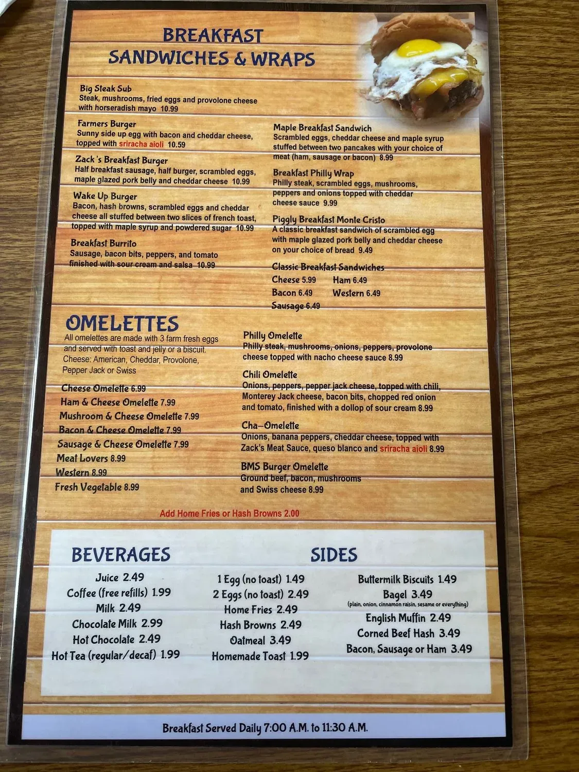 Zacks' Grill Menu - Updated November 2025