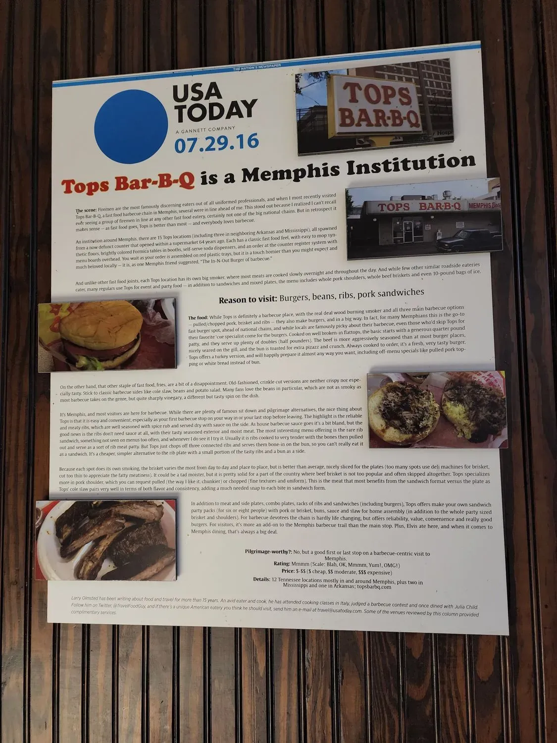 Tops Bar-B-Q Menu - Updated November 2025
