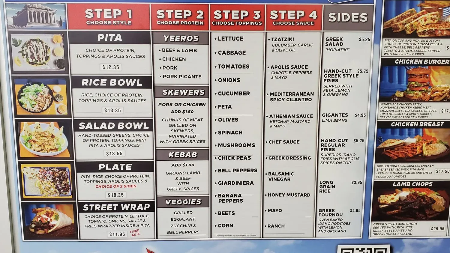 Apolis Greek Street Food Menu - Updated November 2025