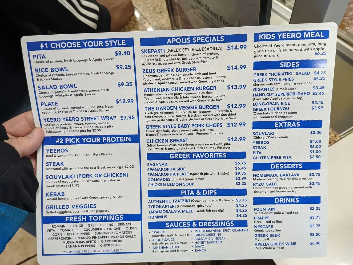 Apolis Greek Street Food Menu - Updated November 2025