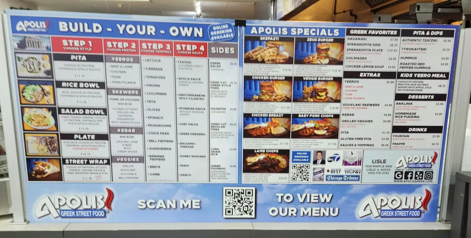 Apolis Greek Street Food Menu - Updated November 2025