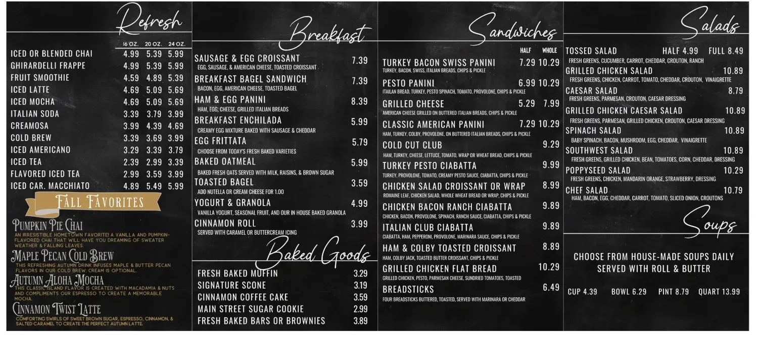 Main Street Roasters® Menu - Updated November 2025
