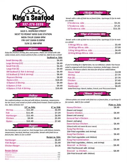 King’s Seafood New Iberia Menu | New Iberia, LA | Checkle