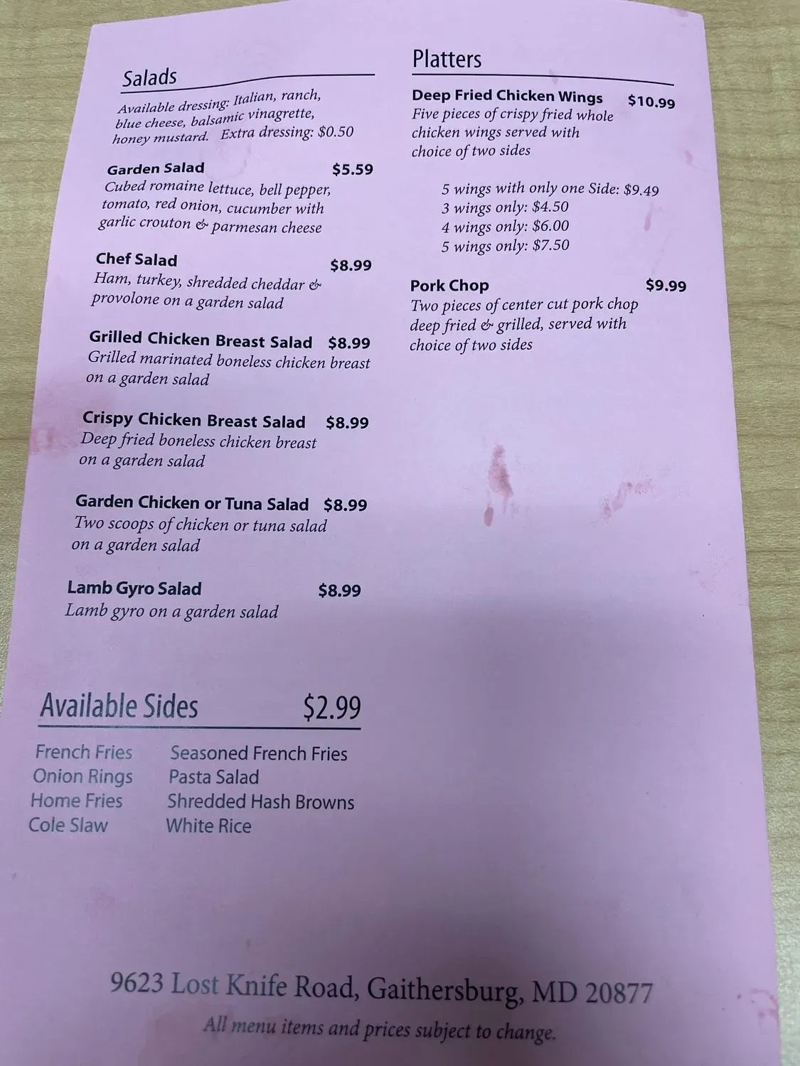 Menu 1