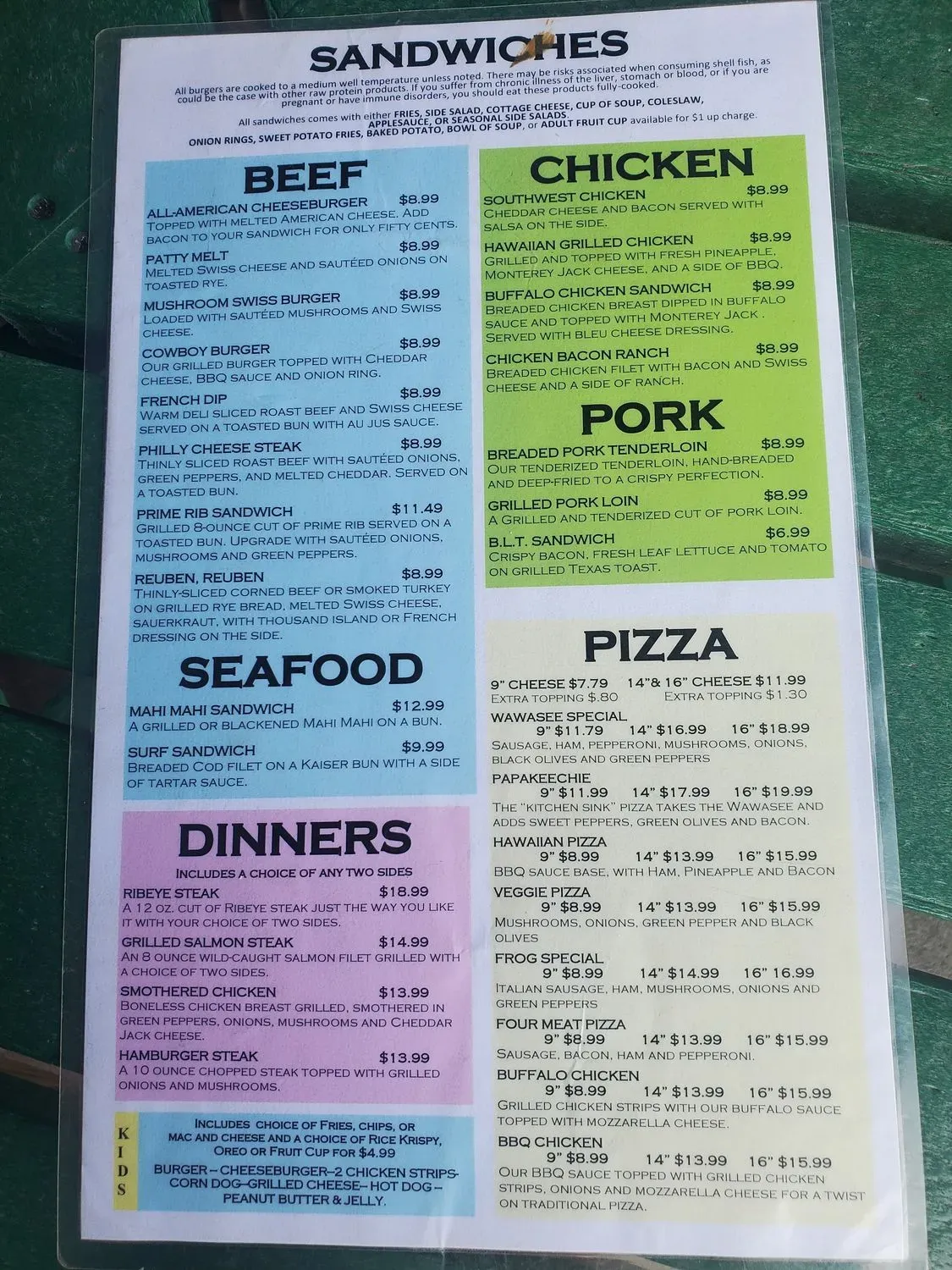 The Frog Tavern Menu - Updated November 2025