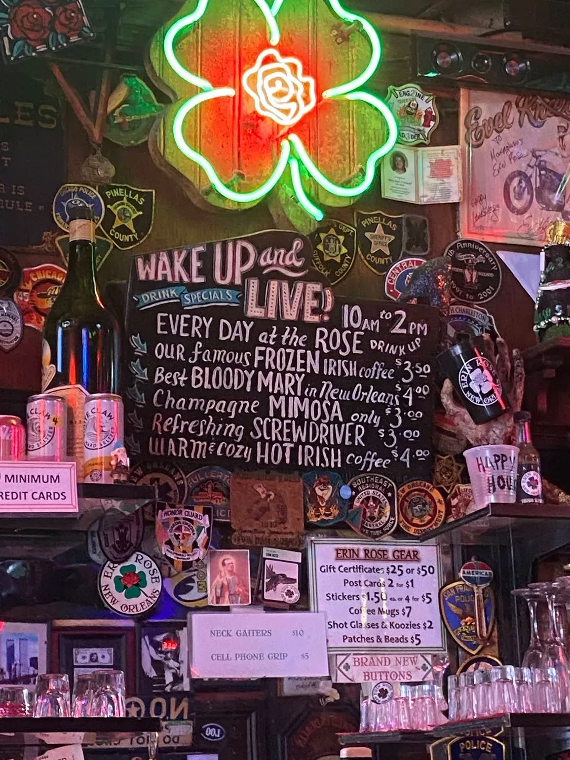Erin Rose Menu - Updated November 2025