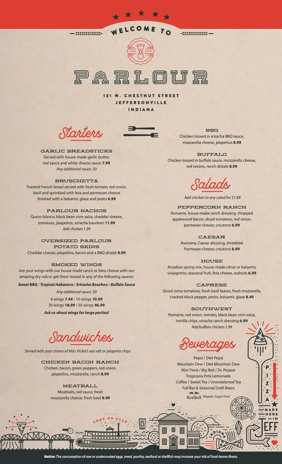 PARLOUR Menu - Updated November 2025