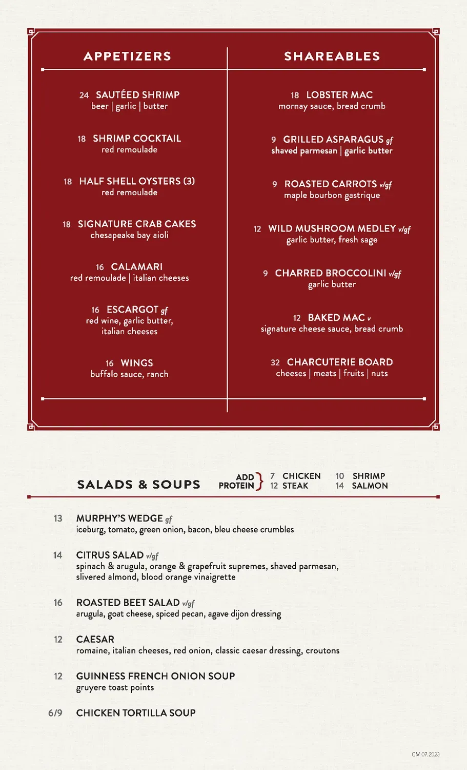 Murphy's Restaurant Menu - Updated November 2025