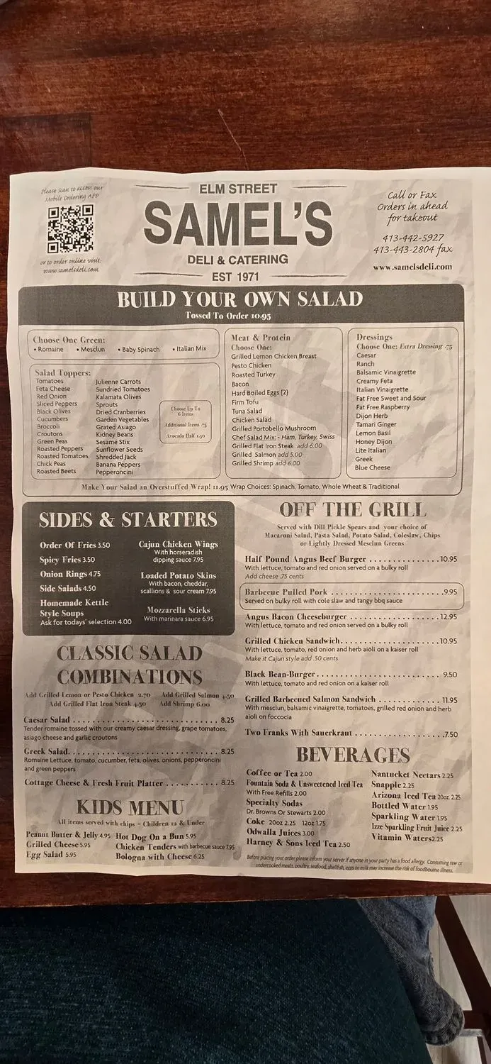 Samel's Deli and Catering Menu | Pittsfield, MA | Checkle