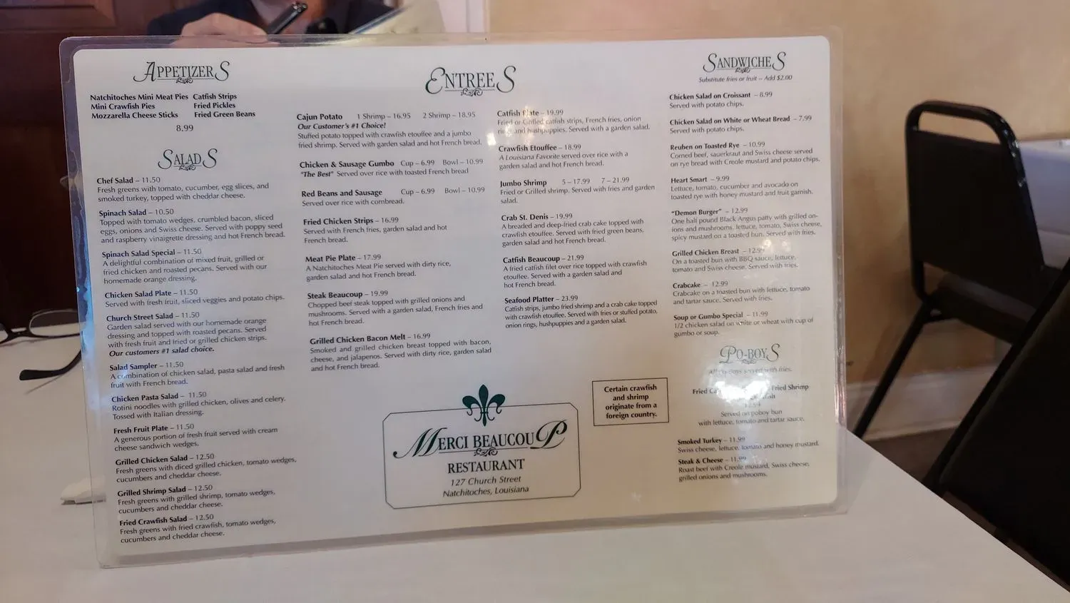 Merci Beaucoup Restaurant Menu - Updated November 2025