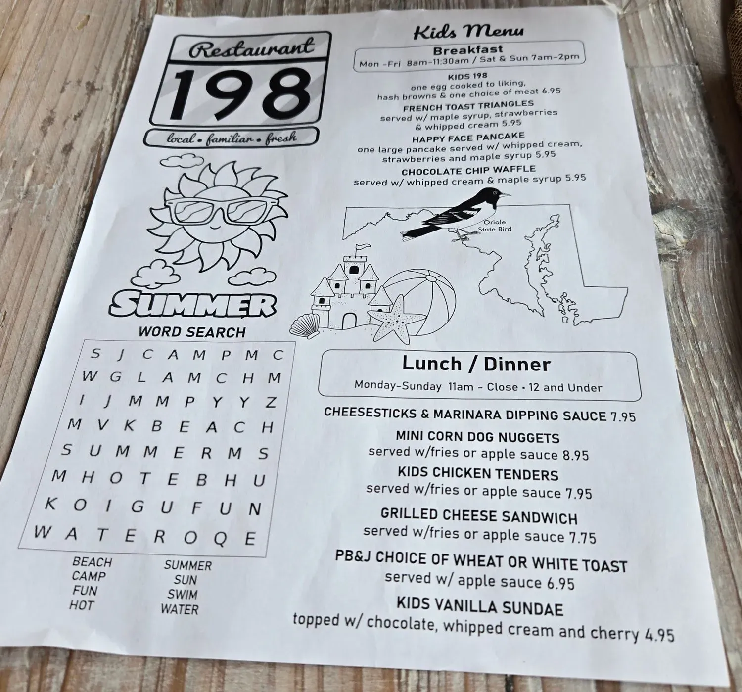 Restaurant 198 Menu - Updated November 2025