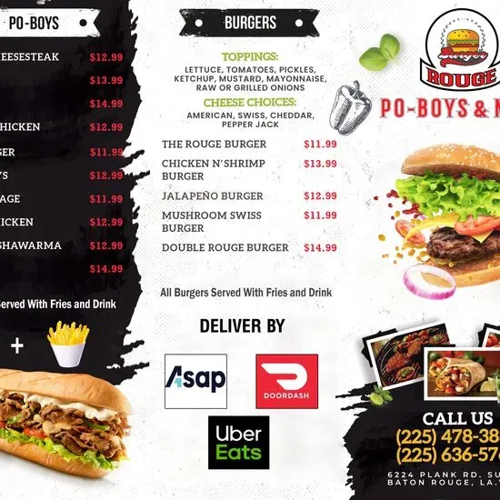 Rouge Po Boys & More Menu Baton Rouge, LA Checkle