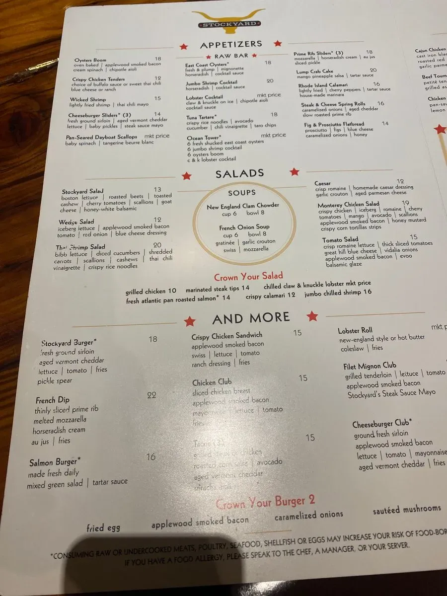 The Stockyard Menu | Brighton, MA | Checkle