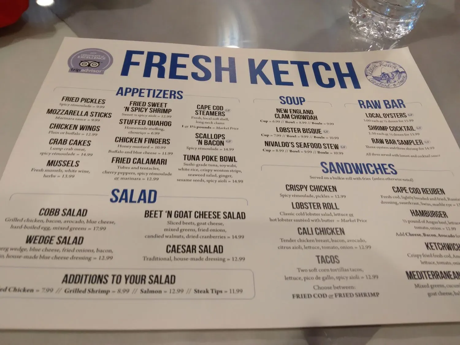 Fresh Ketch Menu - Updated November 2025