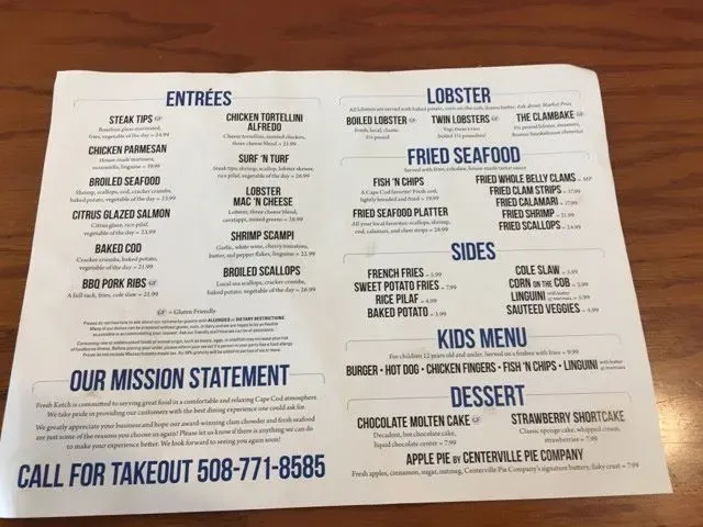 Fresh Ketch Menu - Updated November 2025