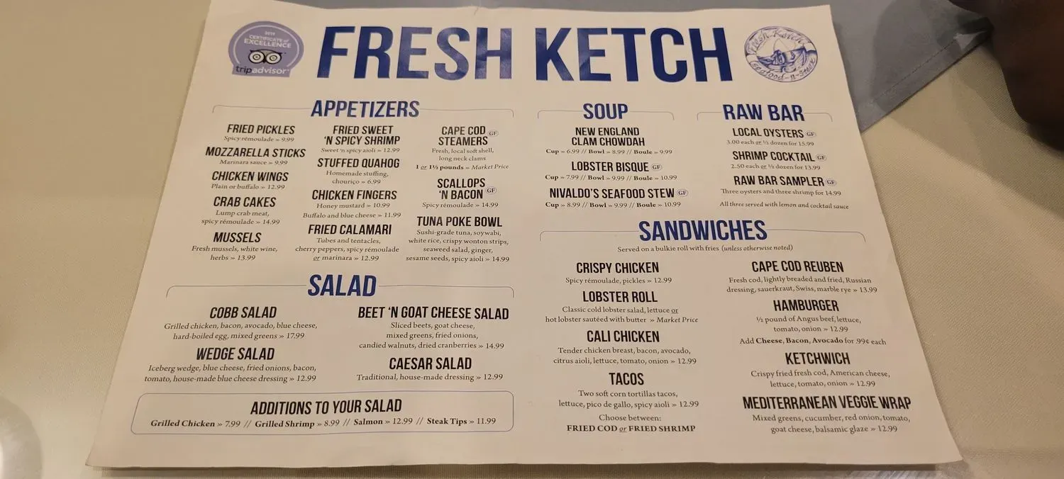 Fresh Ketch Menu - Updated November 2025