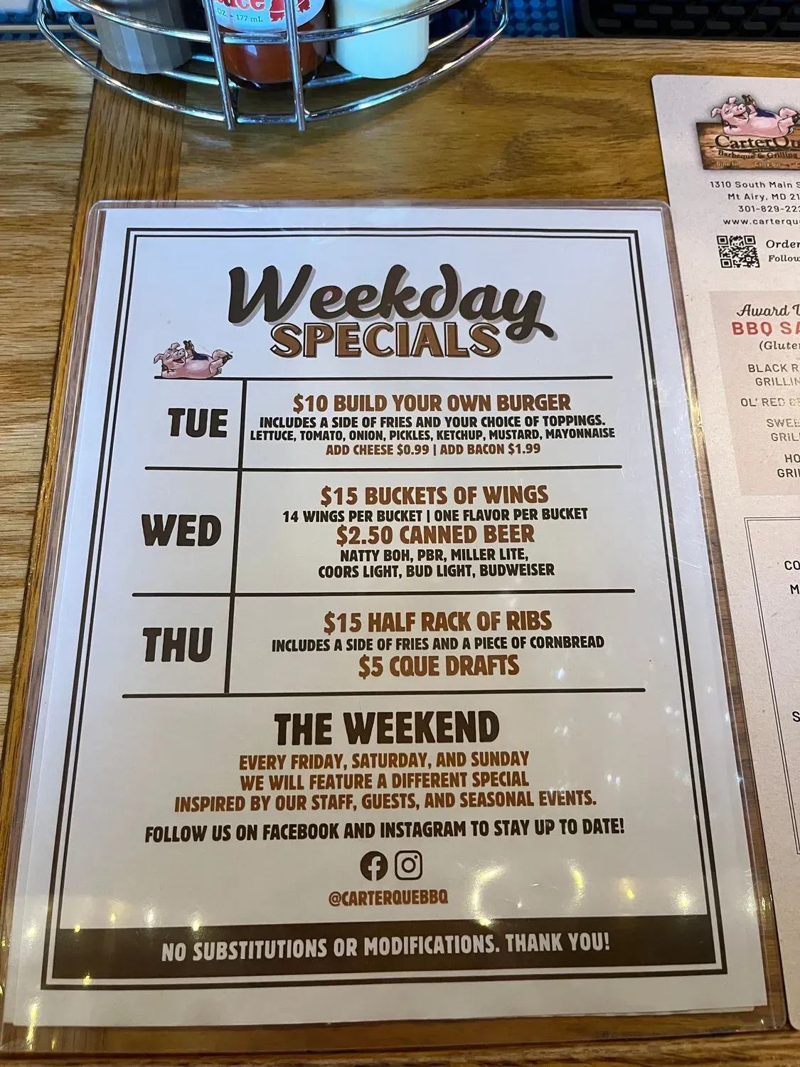 CarterQue BBQ & Grilling Co. Menu - Updated November 2025