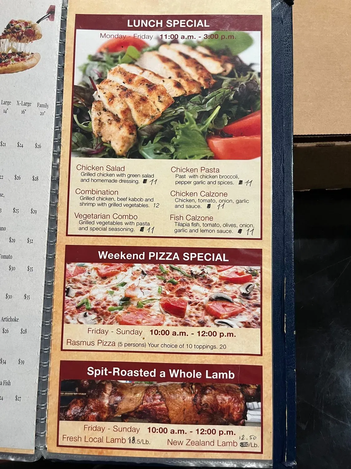 Rasmus Pizza Restaurant Menu - Updated November 2025
