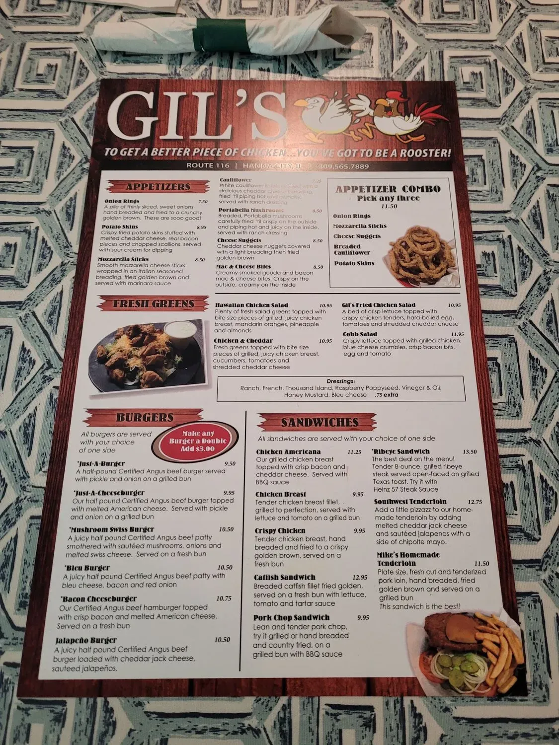 Gil's Supper Club Menu - Updated November 2025