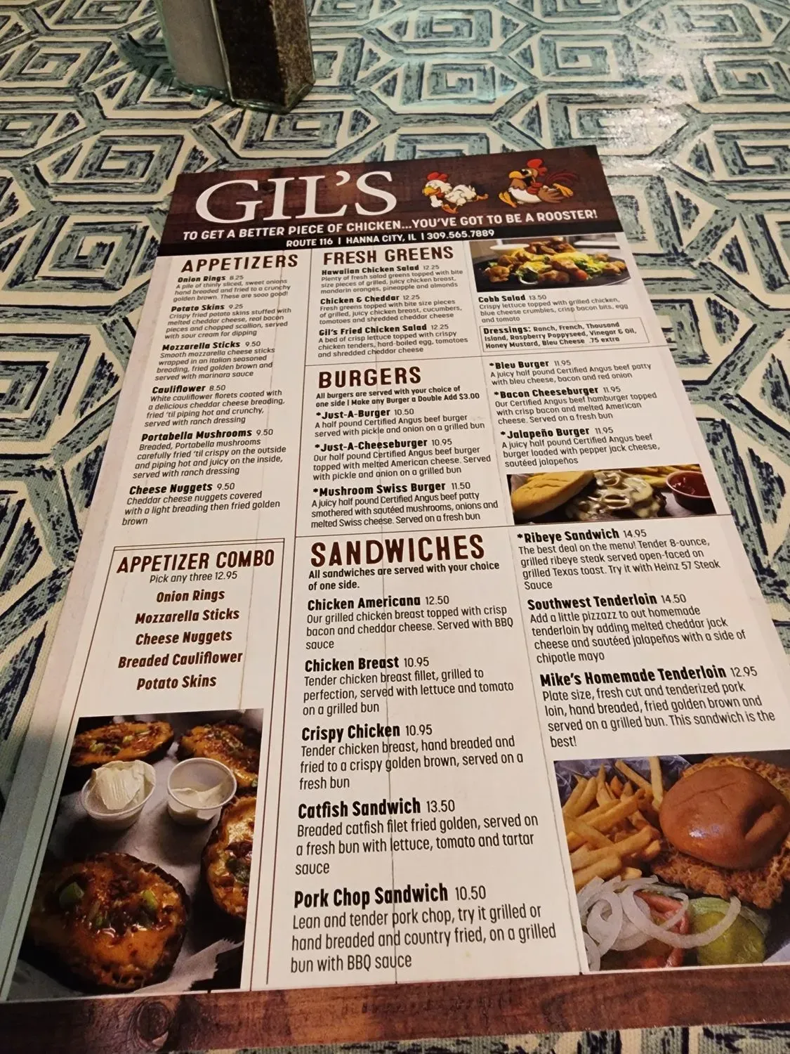 Gil's Supper Club Menu - Updated November 2025