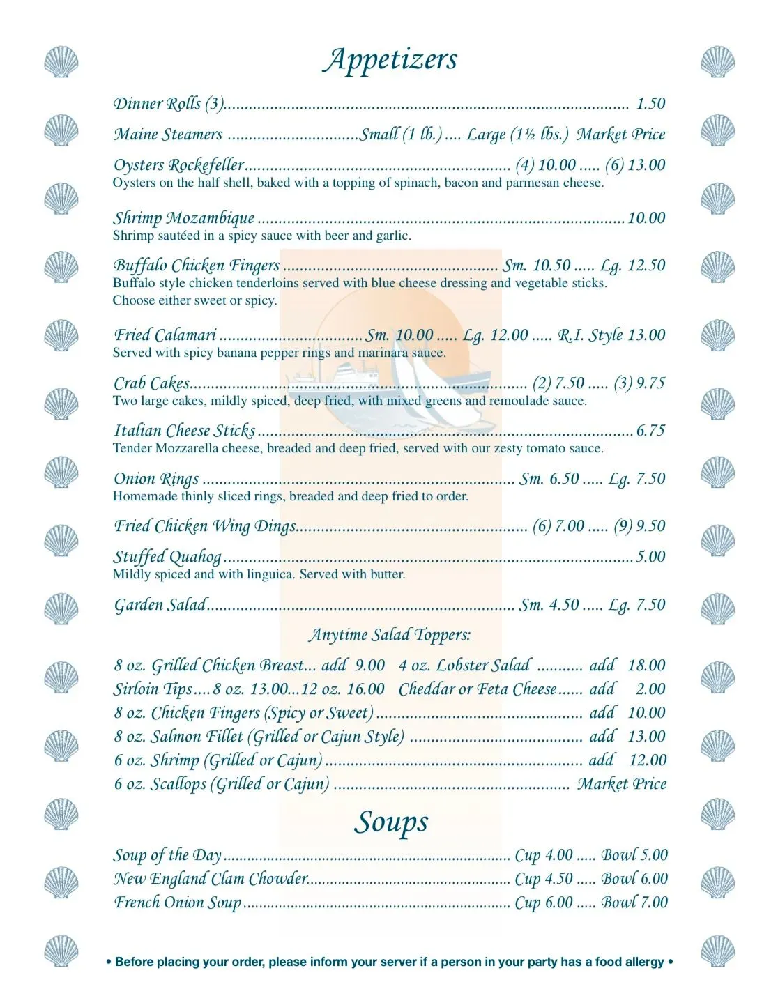 Blue Point Restaurant Menu - Updated November 2025