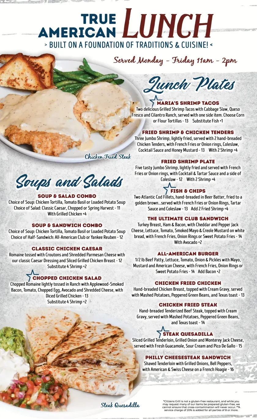 Citizens Grill Menu - Updated November 2025