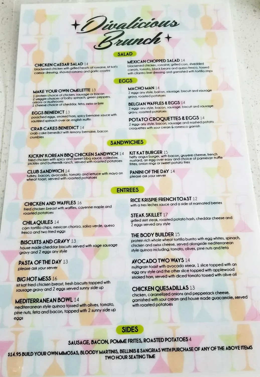 Kit Kat Club Menu - Updated November 2025