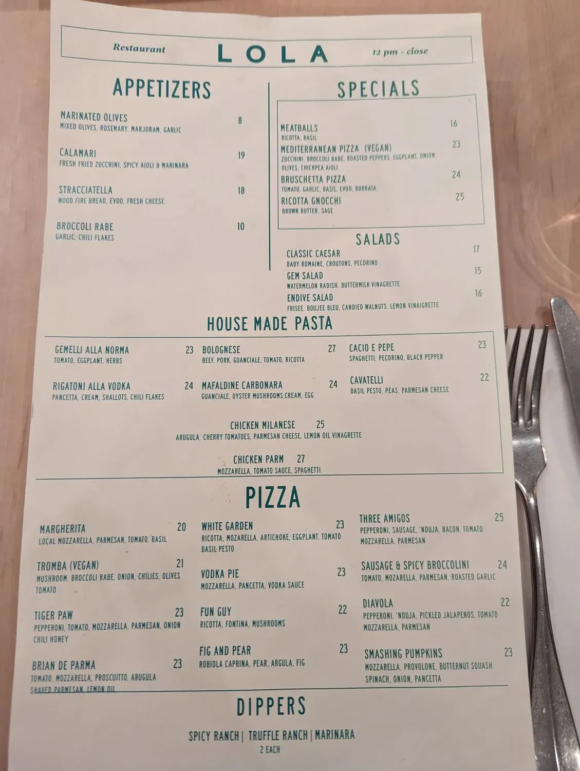 Menu 1