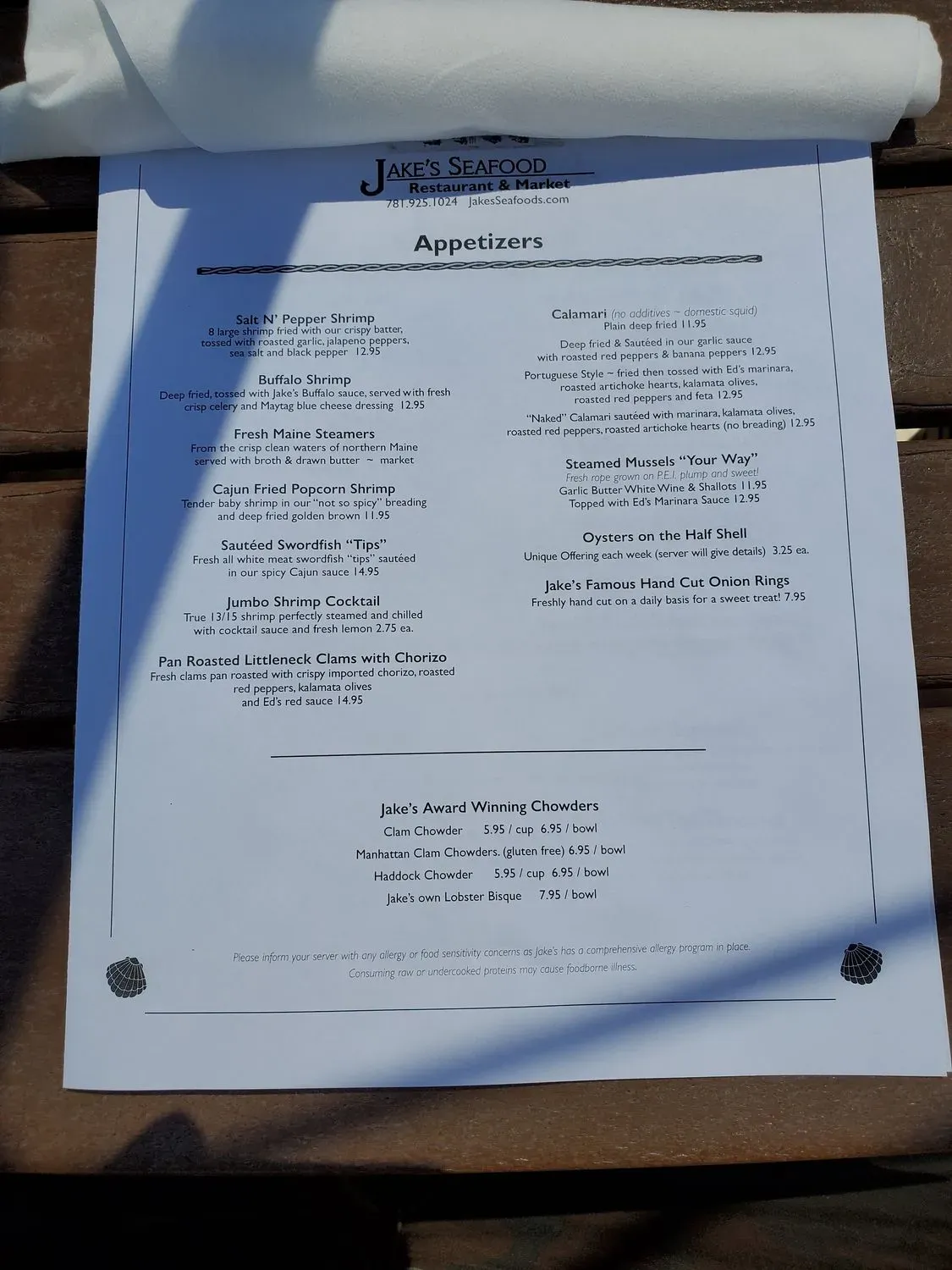 Jake's Seafood Restaurant Menu - Updated November 2025
