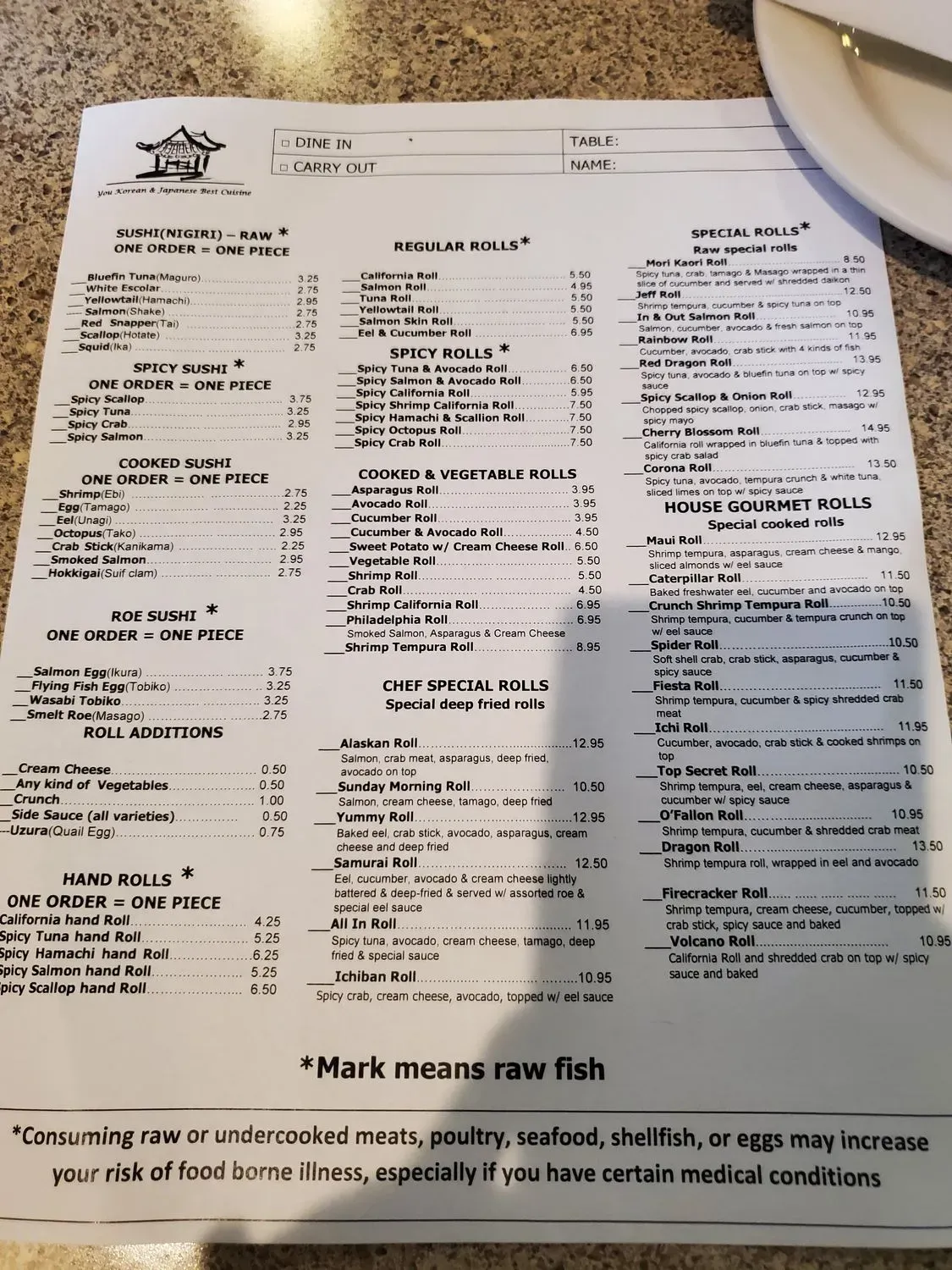 Menu 1