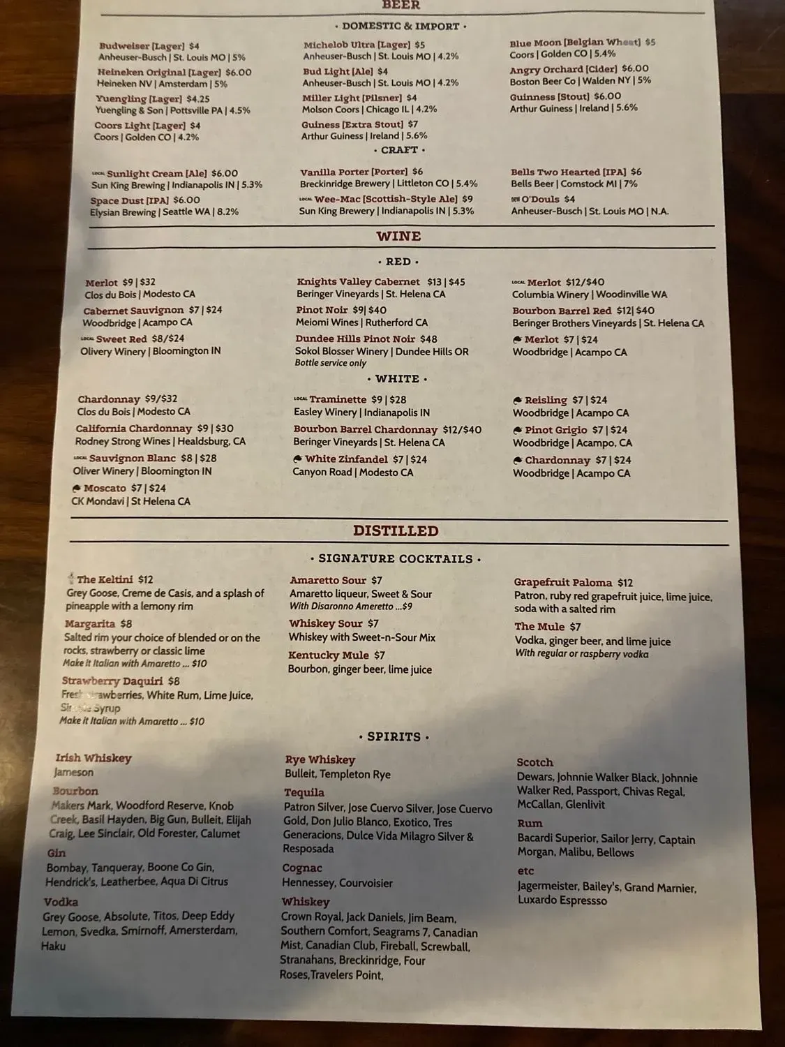 Angry Donkey Menu - Updated November 2025