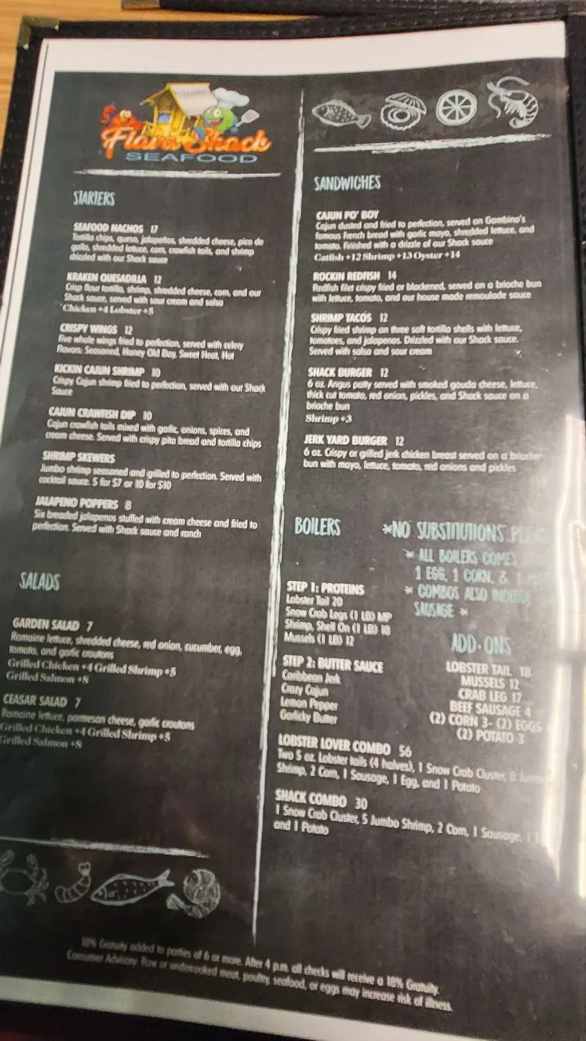 Flava Shack Seafood Menu - Updated November 2025