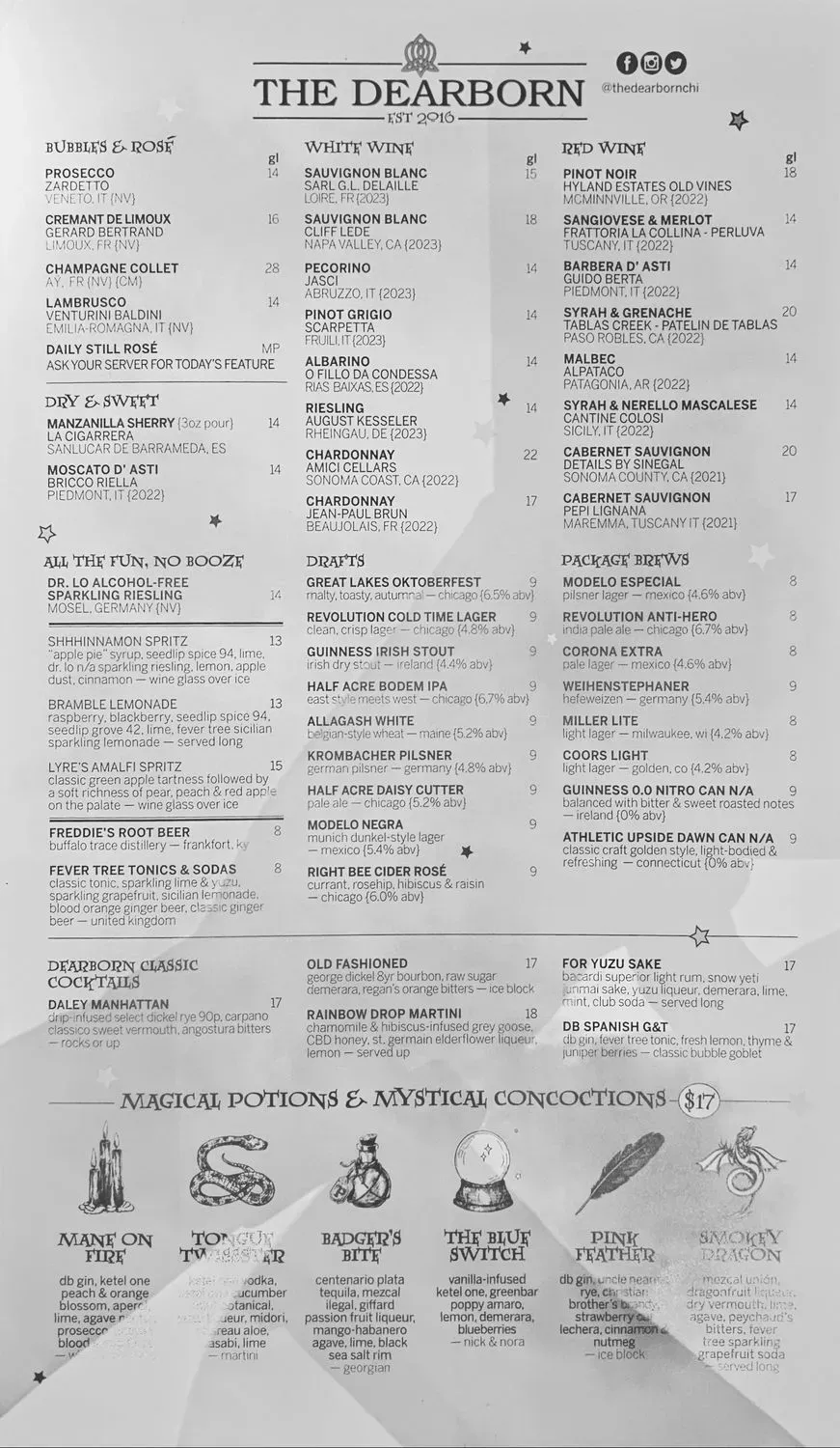 The Dearborn Menu - Updated November 2025