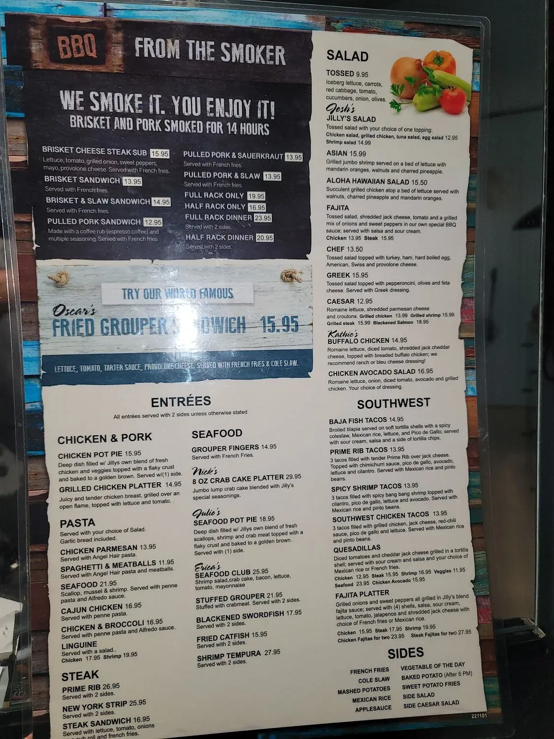 Jilly's Menu - Updated November 2025