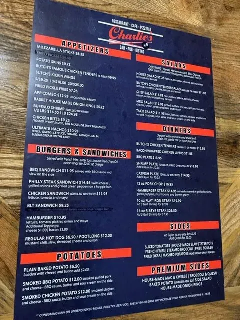Charlie's Restaurant Lounge Menu - Updated November 2025