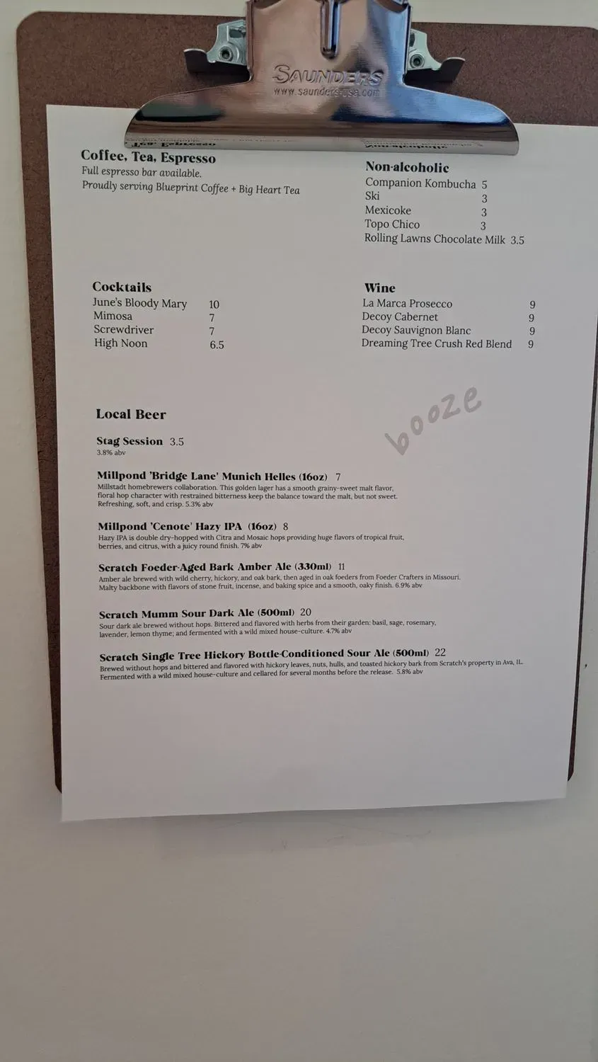 June's Breakfast + Patio Menu - Updated November 2025